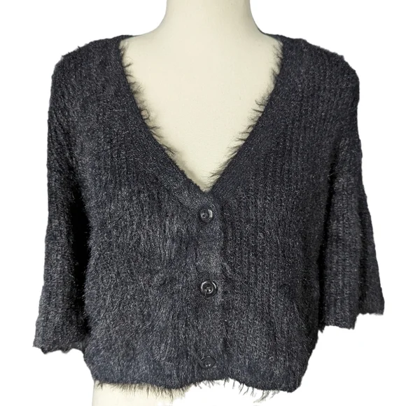 La Femme Cropped Black Sweater - Picture 4 of 8